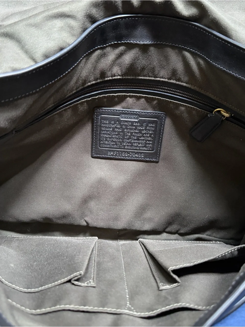 Coach Black Leather Messenger Bag with Adjustable Strap